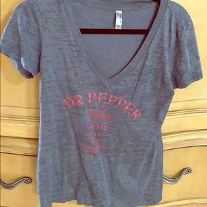 Med Gray Dr. Pepper V neck t shirt.